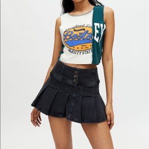 Urban Outfitters Denim Button-Front Kilt Skirt